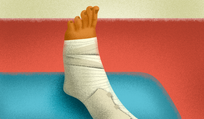 Foot wrapped in an elastic bandage